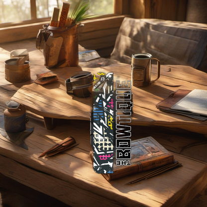 Comic Pop Arrow Wrap on rustic table at golden hour, perfect Father's Day gift setting. | titlex-scene-fathers-day