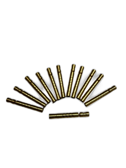 Assortment of brass threaded inserts, various lengths, for mechanical assembly. | titlex-cutout