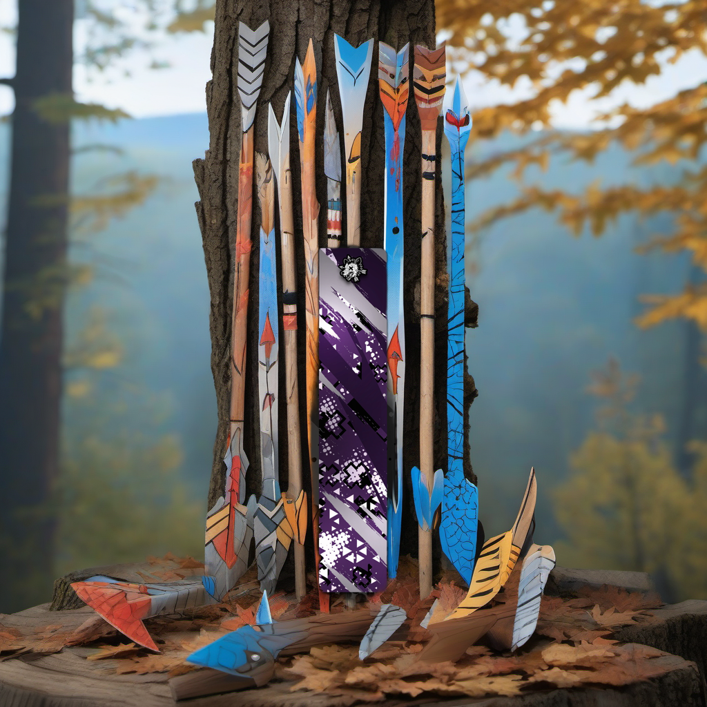 Comic Pop Arrow Wrap on a wooden treestand overlooking a misty, dawn hardwood timber ridge. | titlex-scene-whitetail-treestand