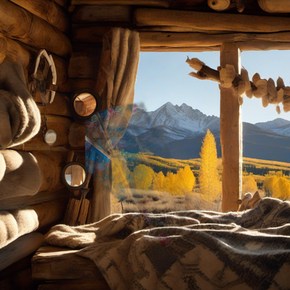 Bubble Arrow Wraps on weathered wood in a golden aspen, mountain sunset elk hunting scene. | titlex-scene-western-elk