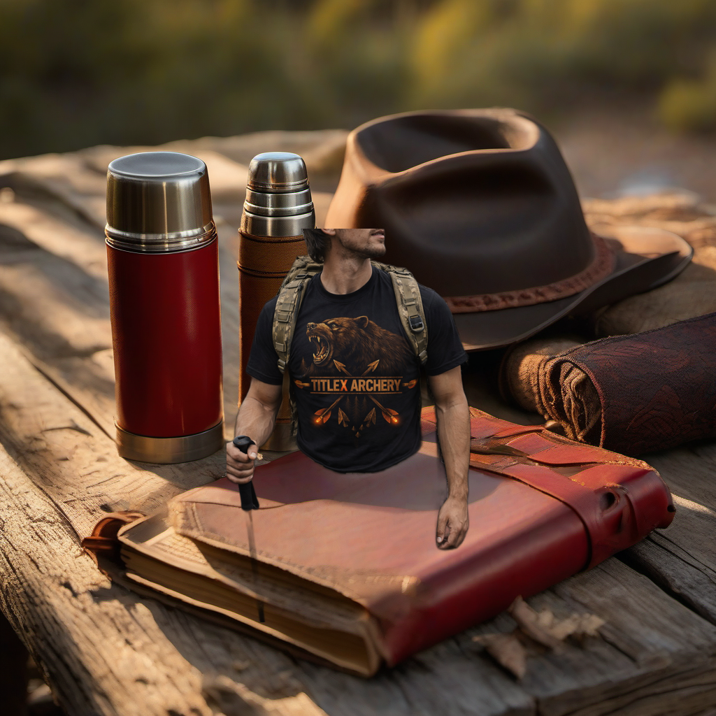 Red Grizzly Trad thermos on rustic wood, styled for Father's Day gift. | titlex-scene-fathers-day