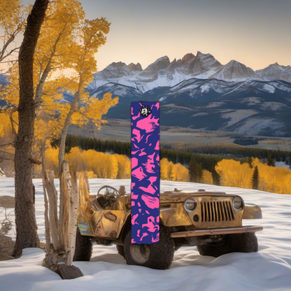 Comic Pop Arrow Wrap on weathered wood, set against golden aspens and distant mountains at sunset. | titlex-scene-western-elk