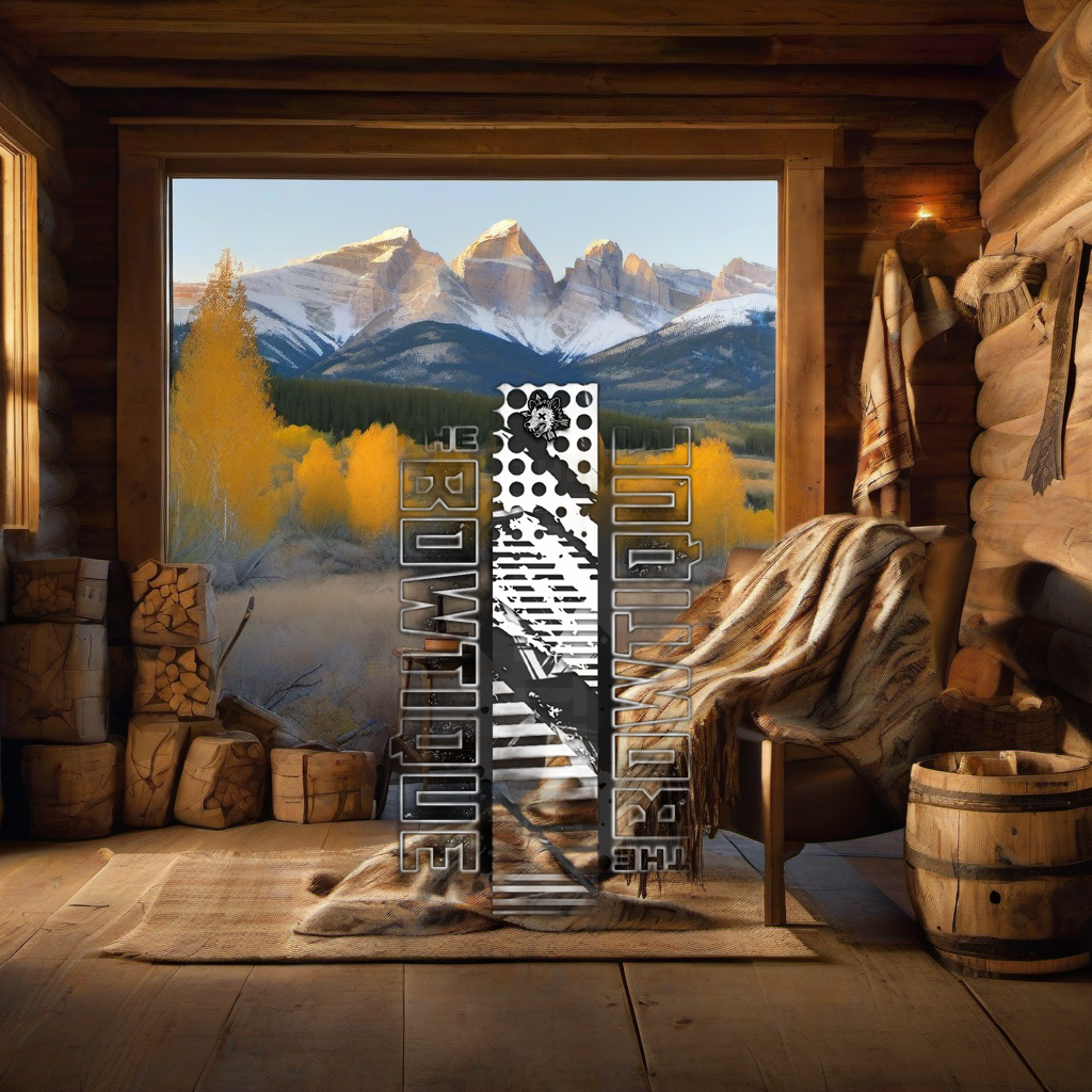 Comic Pop Arrow Wrap on weathered wood, set against a golden aspen and mountain backdrop at sunset. | titlex-scene-western-elk