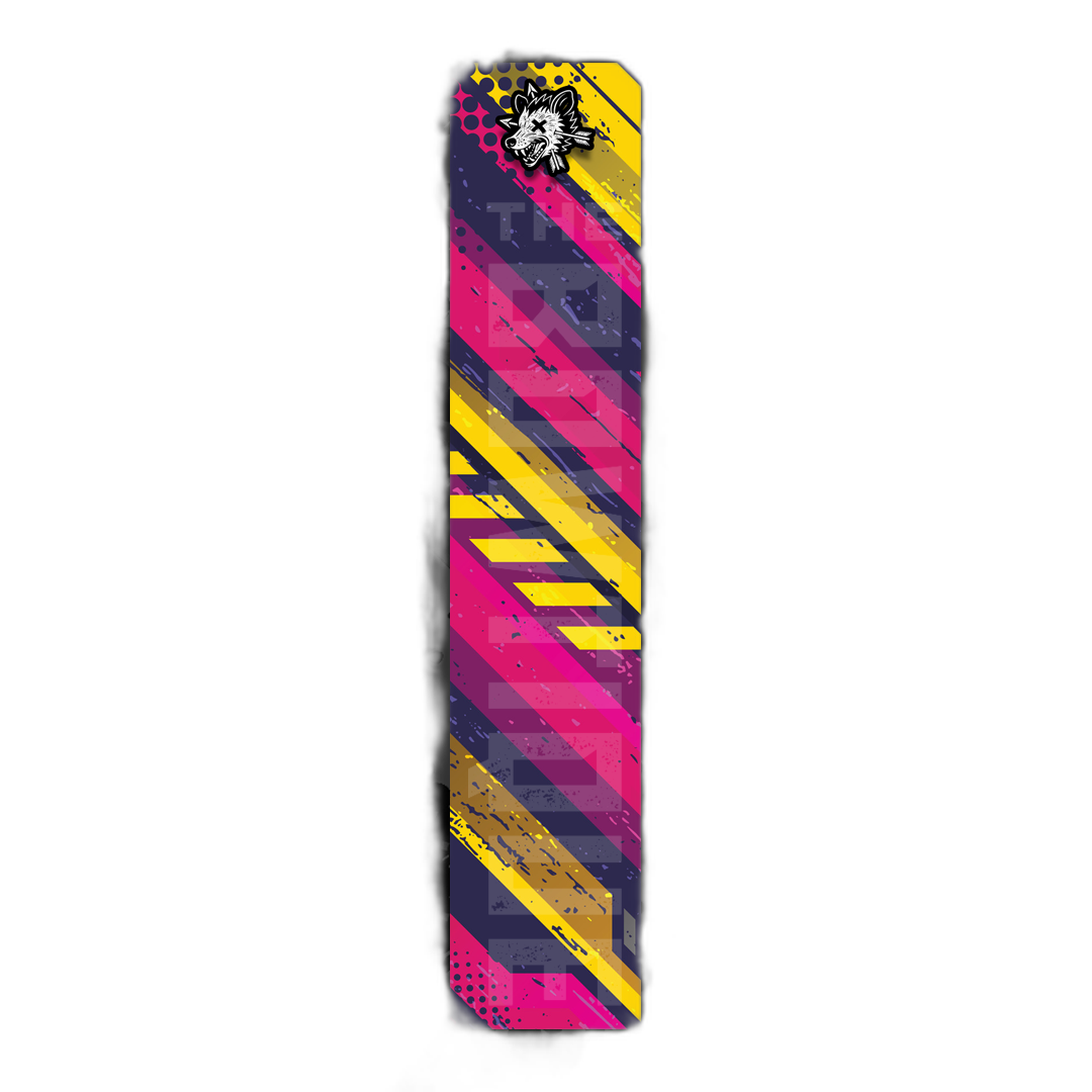 Comic Pop Arrow Wrap: Bright, multi-colored arrow design with bold comic book style graphics. | titlex-cutout