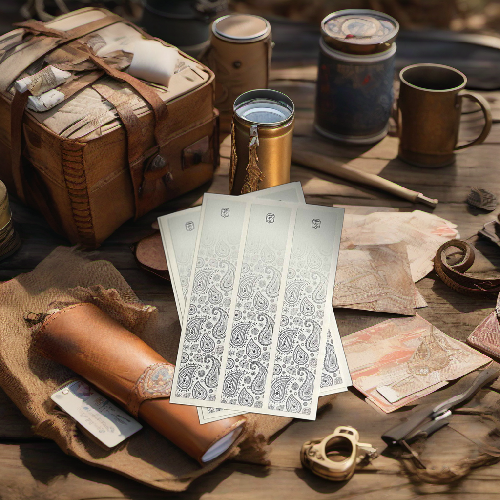Bandana Fade Arrow Wraps on rustic table at golden hour camp scene. | titlex-scene-fathers-day